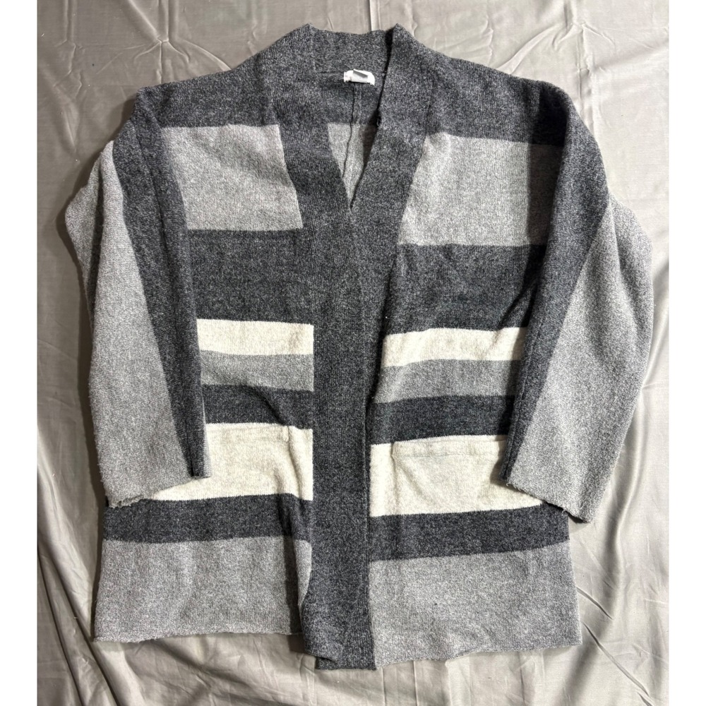 Old Navy Womens Charcoal Gray‎ Striped Open Front Cardigan Sweater M S/290596-01